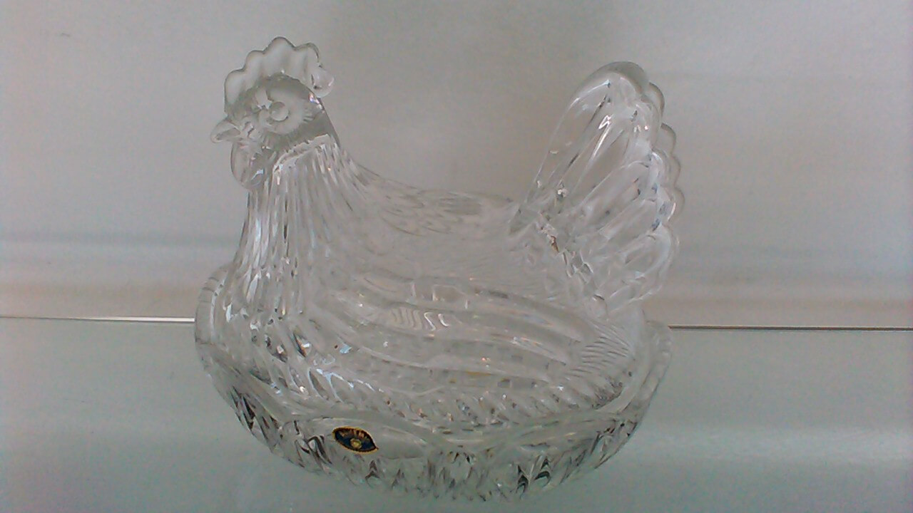 BOITE POULE EN CRISTAL DE BOHEME