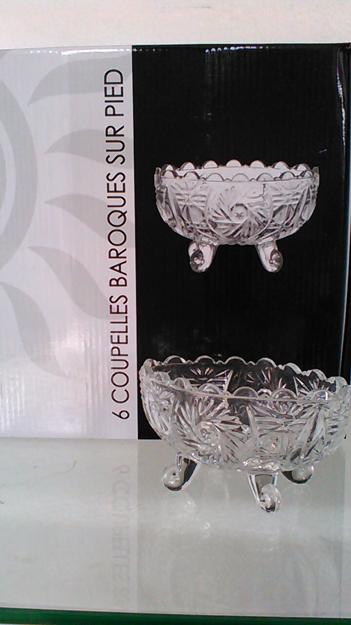 6 COUPELLES SUR PIED EN VERRE STYLE BAROQUE